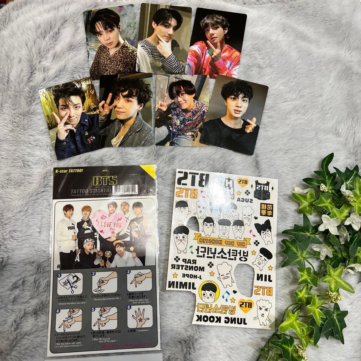 【訳あり】【BTS】★防弾少年団★タトゥーステッカー／トレーディングカードセット★BTS／TATTOO STICKER★