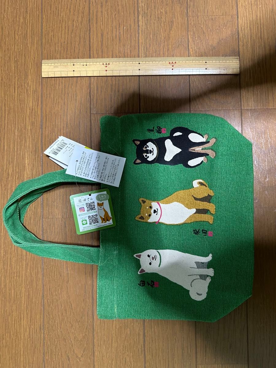 値下げしました。ミニトートバッグ　しばいぬトリオ【犬雑貨・犬グッズ・柴犬・黒柴・白柴】