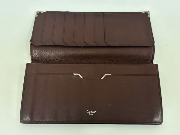 B206-J9-3481◎Cartier カルティエ レザー 本革 2つ折り財布 長財布 黒 BLACK 現状品①◎_画像4