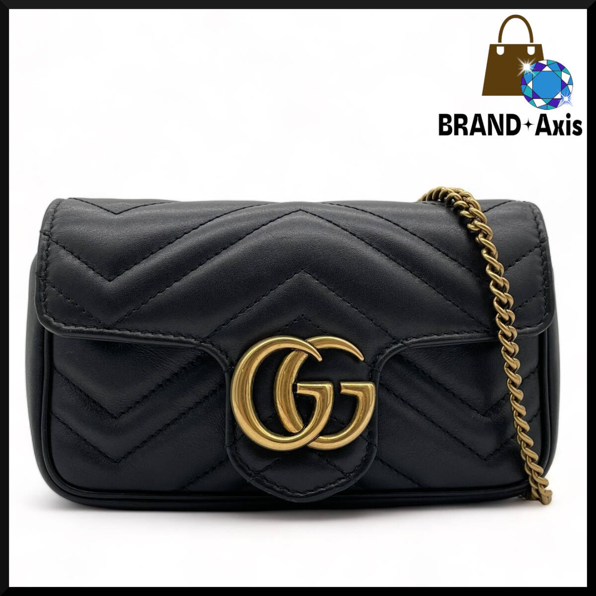 *[ as good as new!!] Gucci GUCCI GGma-monto leather super Mini shoulder bag lady's black 476433*