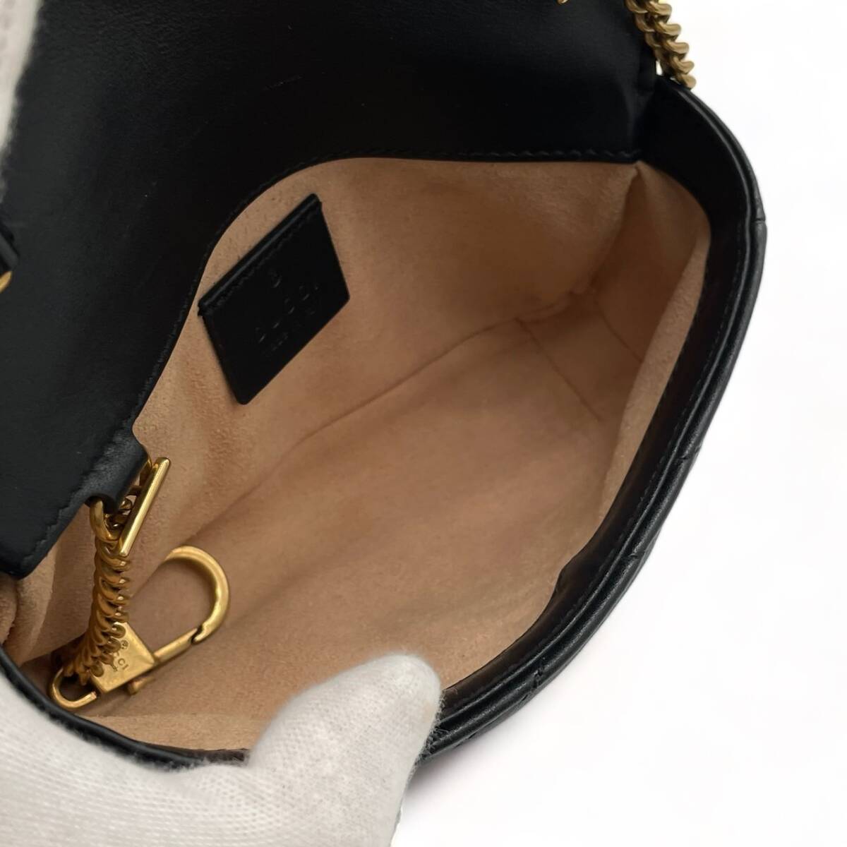 *[ as good as new!!] Gucci GUCCI GGma-monto leather super Mini shoulder bag lady's black 476433*