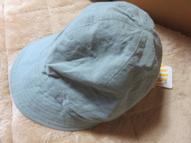 オーブ社 帽子 ぼうし キャップ サイズ58㎝ サイズ調整可能 アジャスタブル UVカット95％以上 綿100％ 春～夏 タグ付 淡いグリーン 未使用_画像1