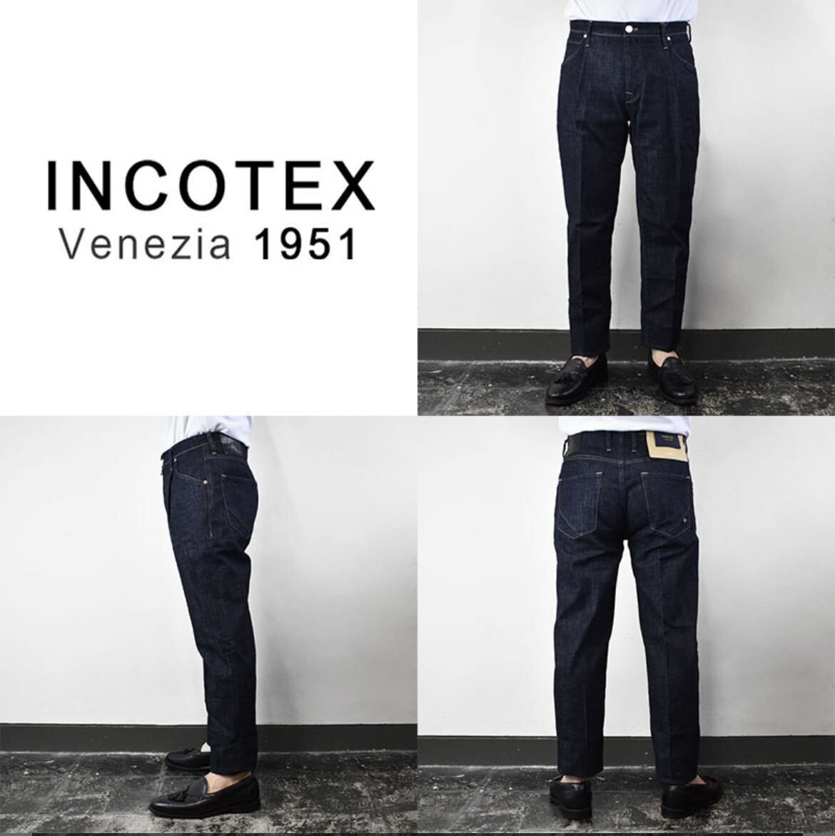 【未使用品】INCOTEX/インコテックス/ワンタック ワンウォッシュ テーパード ストレッチ デニムパンツ/BLUE DIVISION /size31_画像2