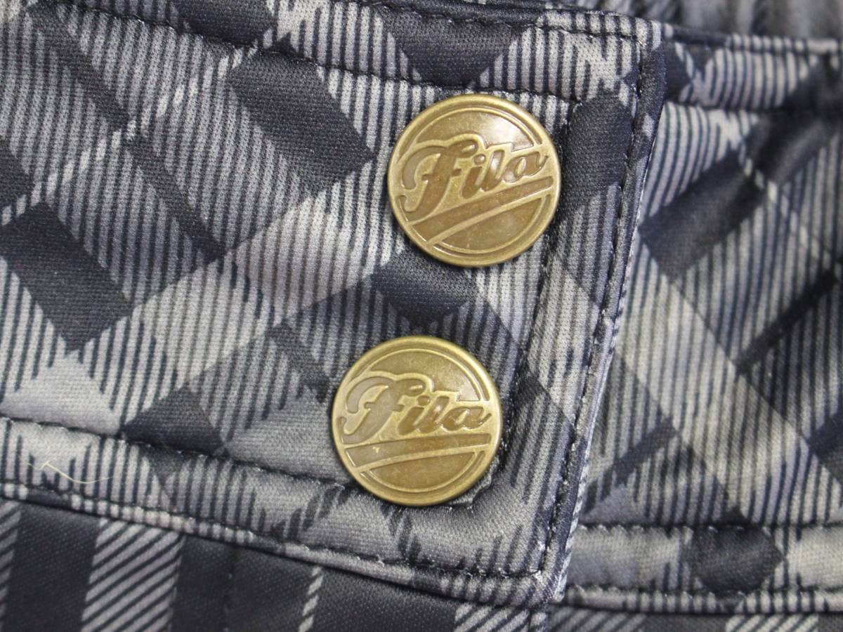 新品*FILA GOLF/フィラゴルフ*防寒防風(fēng) ストレッチ ボンディングパンツ チェック(L)暖か 里フリース スポーツウェア