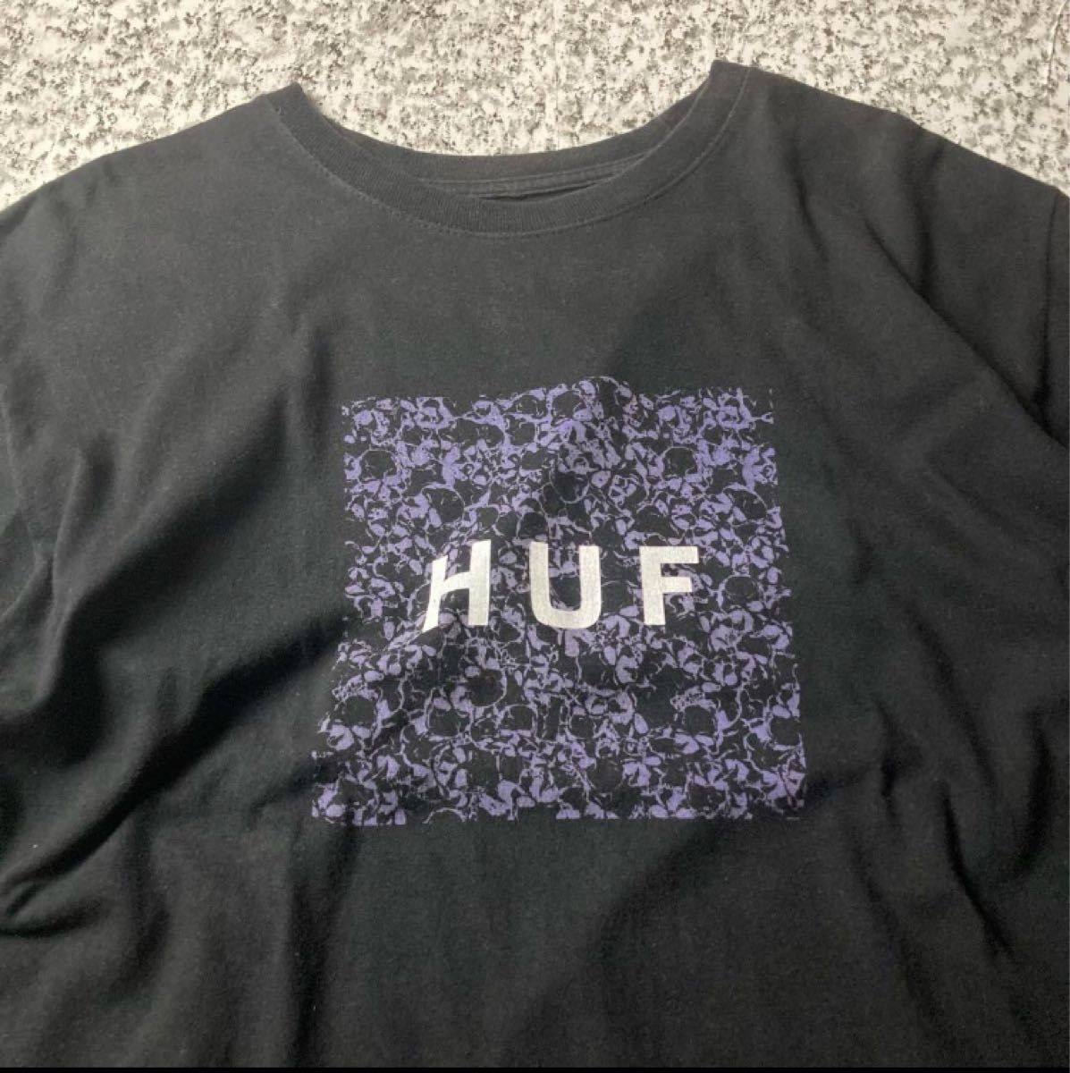 HUF ハフ　ゴールデンサイズ　ボックスロゴ　プリントTシャツ ブラック　XLサイズ 古着　ストリート　 半袖Tシャツ