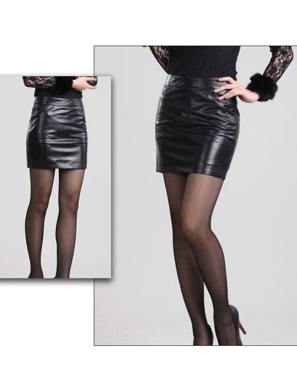 ミニスカート タイトスカート レザースカート ソフト ラムレザースカート レディース qz84 黒XL_画像2