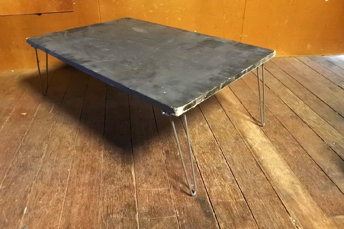 レトロ リメイク 黒板テーブル 机 子供 ちゃぶ台 折りたたみ/ヴィンテージ ビンテージ アンティーク_画像6