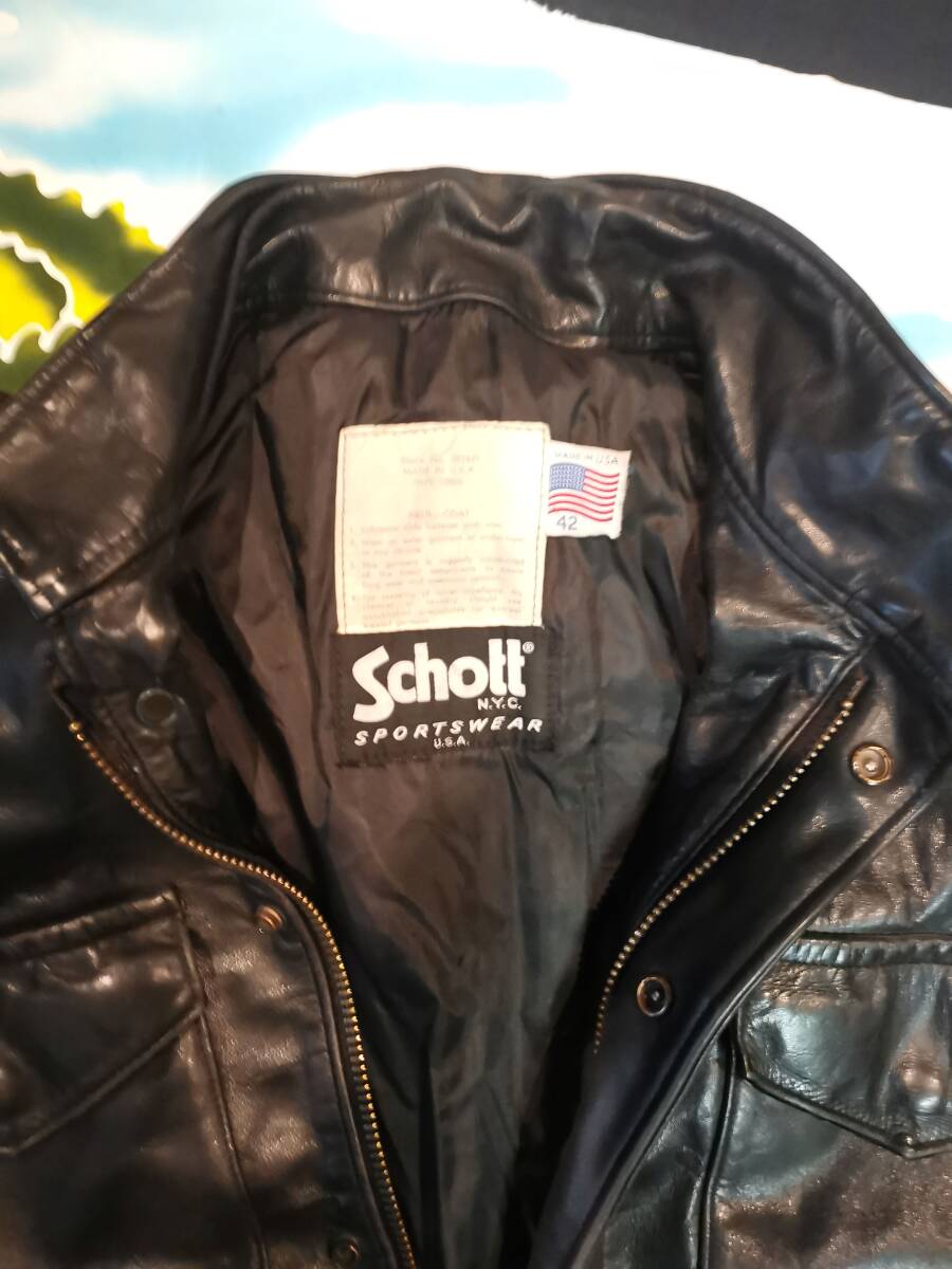 Schott　ショット　革ジャン　フライトジャケット　フィールドコート　サイズ　４２　Ｌサイズ　ライダーズジャケット　革コート_画像2