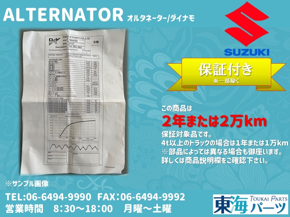 スズキ　ジムニー(JA22W) オルタネーター ダイナモ 31400-50E11 101211-2460 送料無料 保証付き_画像3