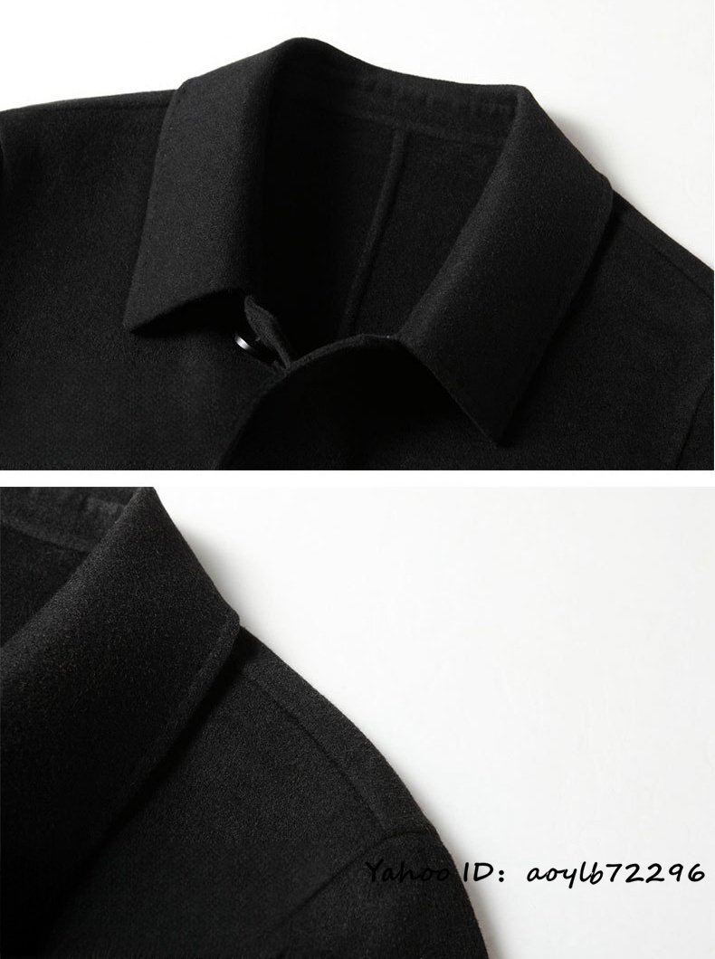 定価15万*最上級 メンズコート 新品 ロングコート ウールコート 紳士 ビジネスコート 厚手 リバーシブル チェスターコート ブラック 3XL_画像4