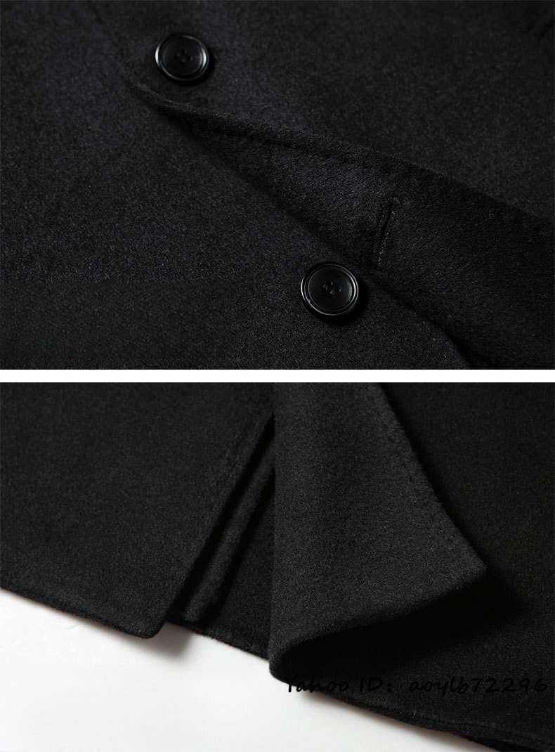 定価15万*最上級 メンズコート 新品 ロングコート ウールコート 紳士 ビジネスコート 厚手 リバーシブル チェスターコート ブラック 3XL_画像5