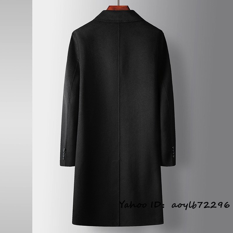 定価15万*最上級 メンズコート 新品 ロングコート ウールコート 紳士 ビジネスコート 厚手 リバーシブル チェスターコート ブラック 3XL_画像2