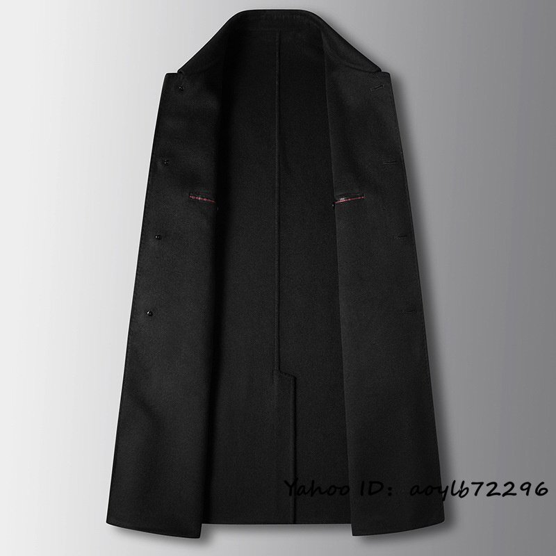 定価15万*最上級 メンズコート 新品 ロングコート ウールコート 紳士 ビジネスコート 厚手 リバーシブル チェスターコート ブラック 3XL_画像3