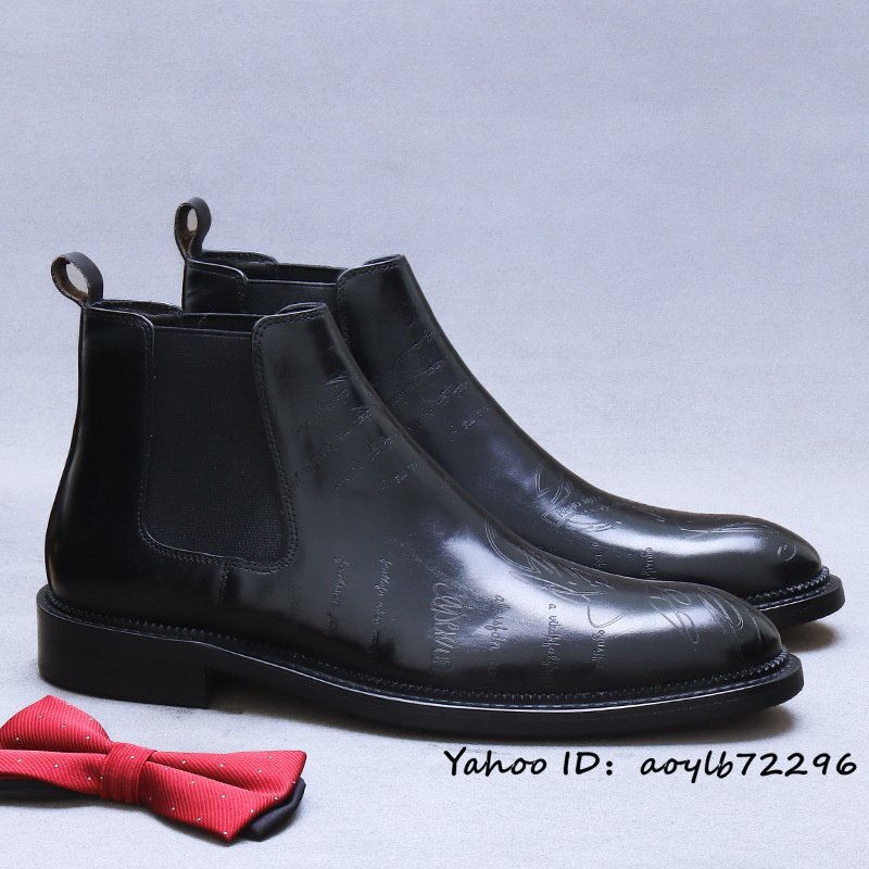 最高級★ブーツ メンズ ビジネスブーツ 本革レザーシューズ 職人手作り マーティンブーツ 紳士靴 革靴 牛革 メンズブーツ ブラック 24.5cm