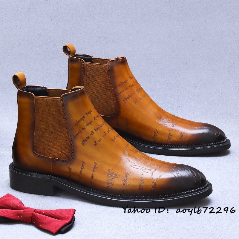 最高級★ブーツ メンズ ビジネスブーツ 本革レザーシューズ 職人手作り マーティンブーツ 紳士靴 革靴 牛革 メンズブーツ ブラウン 24.5cm