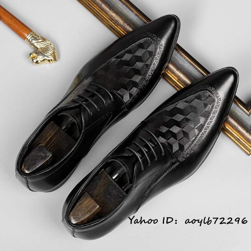最高級*定価8万 本革レザーシューズ 新品 ビジネスシューズ メンズ 職人手塗仕上げ フォーマル 上質 ヴィンテージ 紳士靴 ブラック 26.5cm