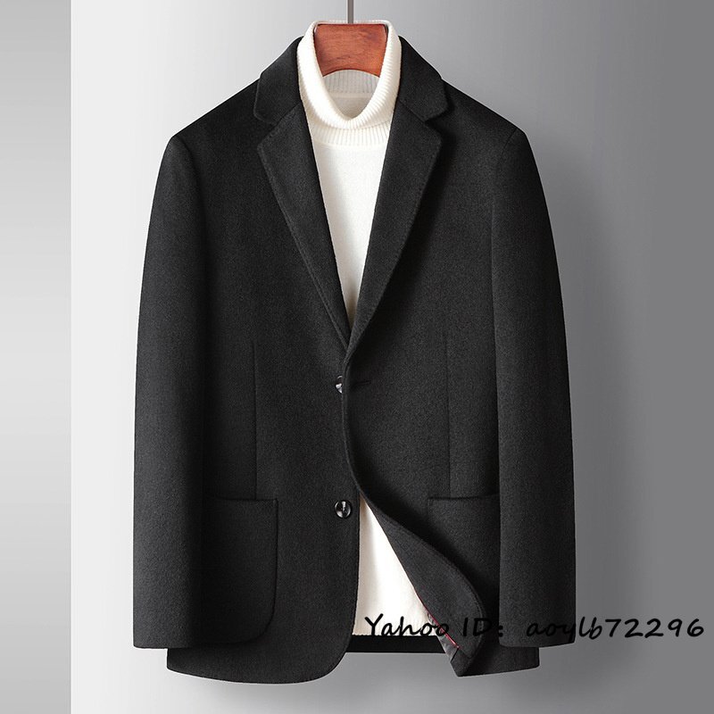 特売新品 メンズ ブレザー ウール スプリングコート 高級 テーラードジャケット 無地スーツ 紳士 アウター スリム 四色選択 ブラック M