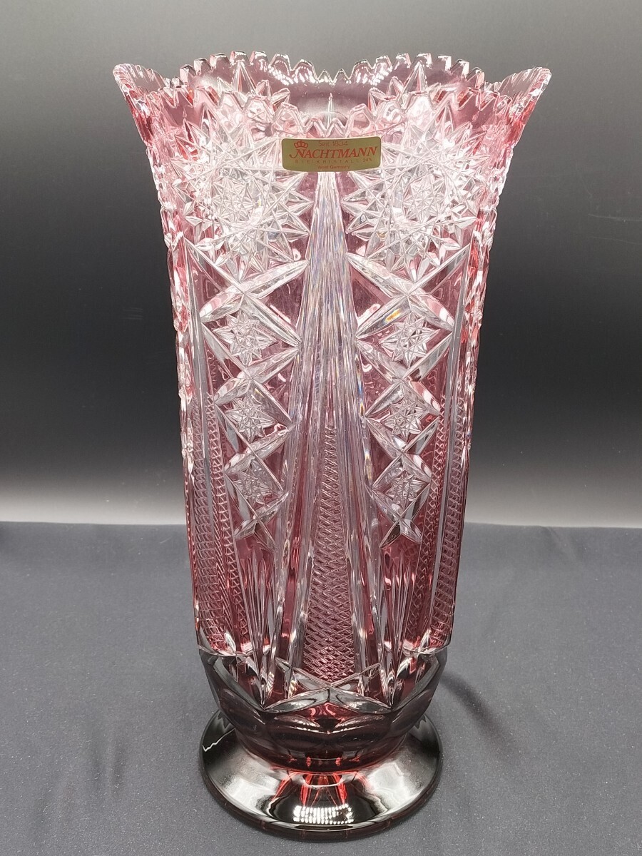 ナハトマン 花器 フラワーベース 花瓶 クラフトガラス 外被クリスタル 切子 ハンドカット NACHTMANN 佐々木硝子 インテリア オブジェ 置物の画像2