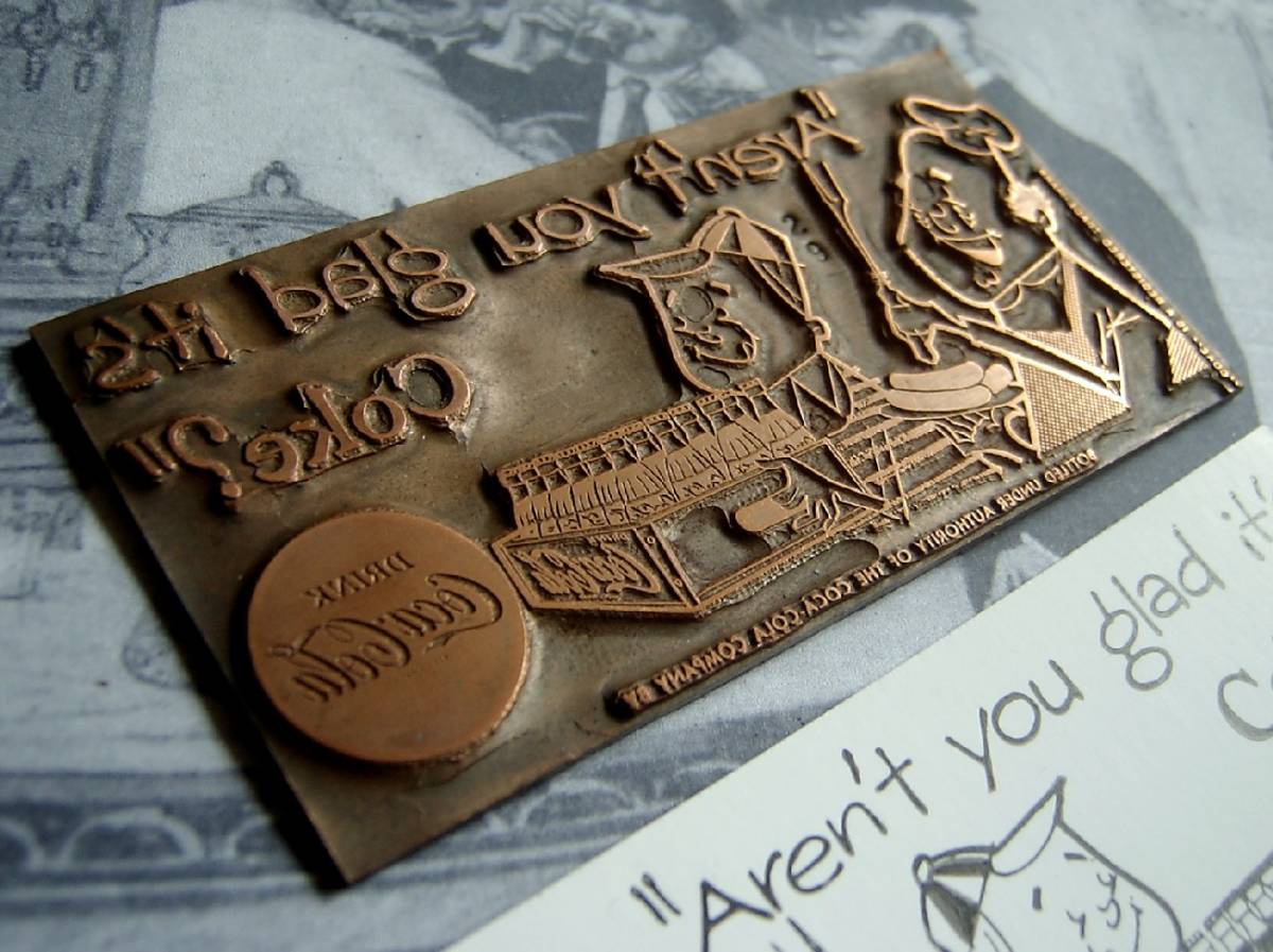 1950's コカコーラ広告 Aren't you・・ 活版印刷プレート 非売品(コカ