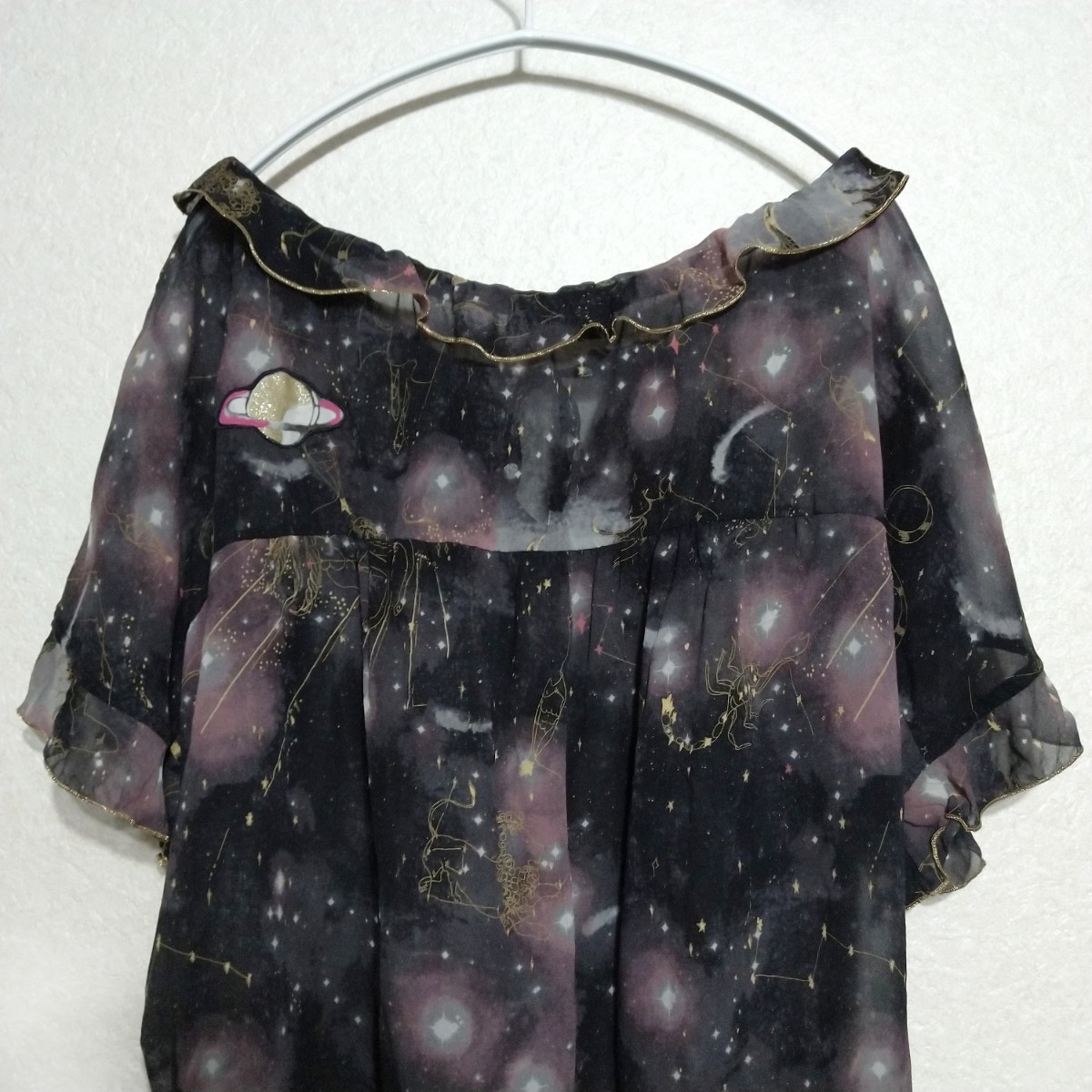  lady's TSUMORI CHISATO Tsumori Chisato to-kyo- Night silk blouse black ground silk size 2