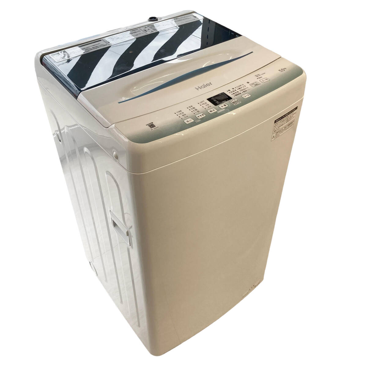 美品 2021年製 Haier ハイアール 5.5kg すすぎ1回の洗剤に対応。「洗えるスーツコース」搭載！ 洗濯機 【JW-U55HK-W】 送料4000円の画像1