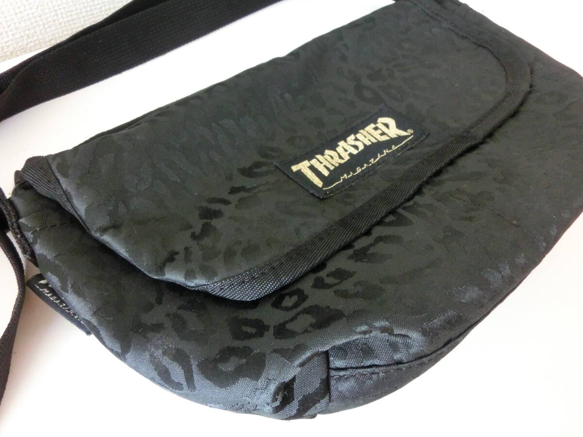  secondhand goods storage goods THRASHER Thrasher shoulder bag black leopard print / super-discount 1 jpy start 