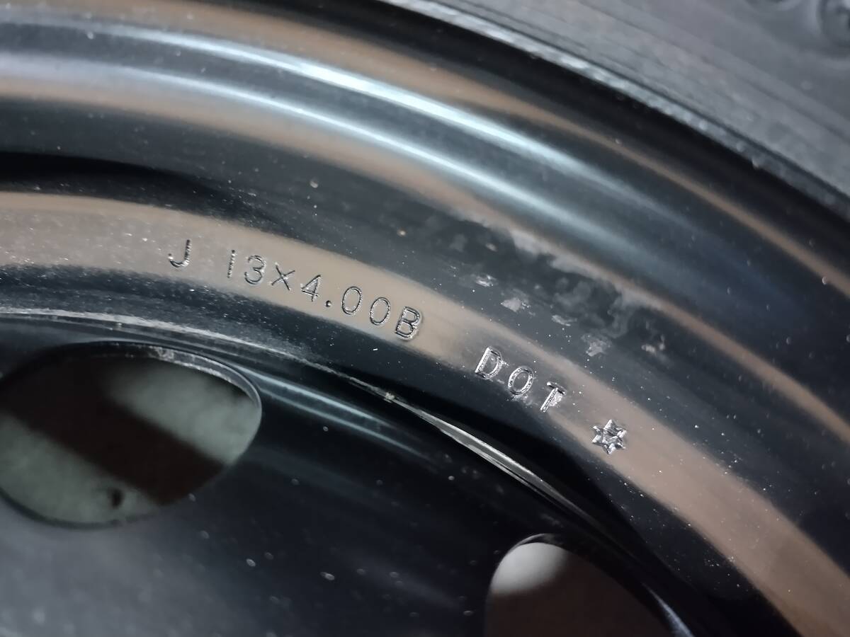 純正スチールホイール　13.4.00B PCD100/4H ブリヂストン　REVO　GZ　155/70R13 バリ溝_画像3