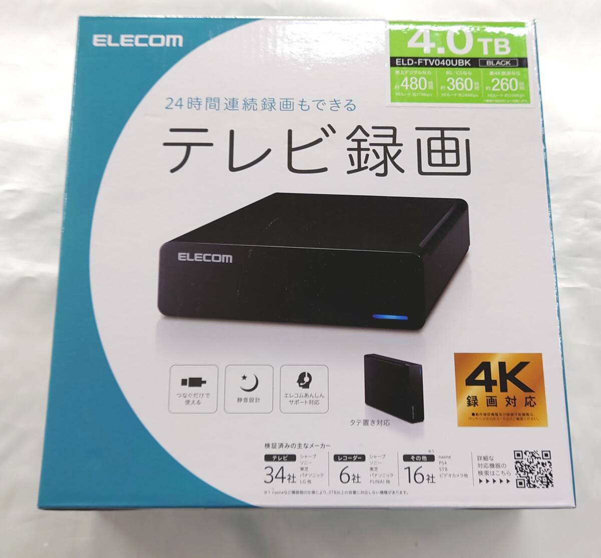 送料無料 エレコム HDD 4TB ELD-FTV040UBK 外付けハードディスク ELECOM 未使用に近い_画像1