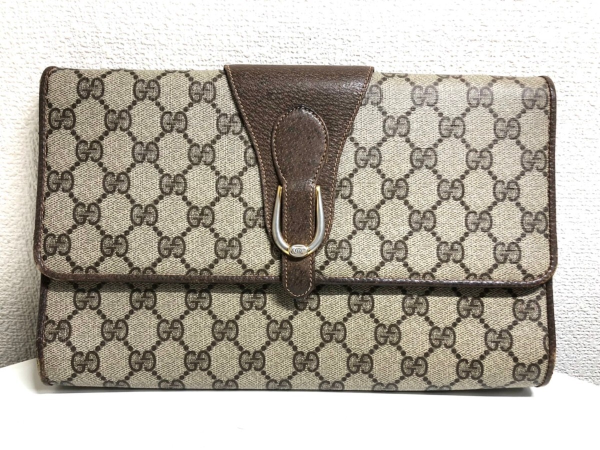 オールドグッチ GUCCI グッチ GGスプリーム ショルダーバッグ ブラウン/ベージュ PVC レザー レディース ヴィンテージ 訳あり_画像1