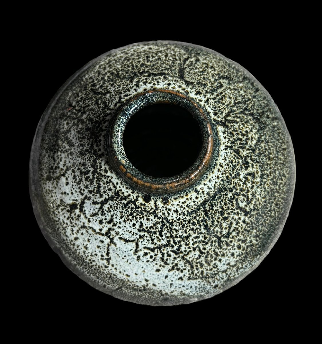 【FU10】[美品] 灰釉 花器 自然釉 壺 フラワーベース 花入れ 陶器 インテリア 骨董品の画像5