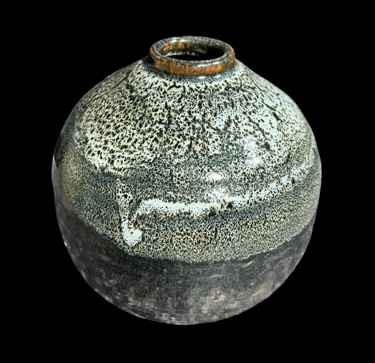 【FU10】[美品] 灰釉 花器 自然釉 壺 フラワーベース 花入れ 陶器 インテリア 骨董品の画像2