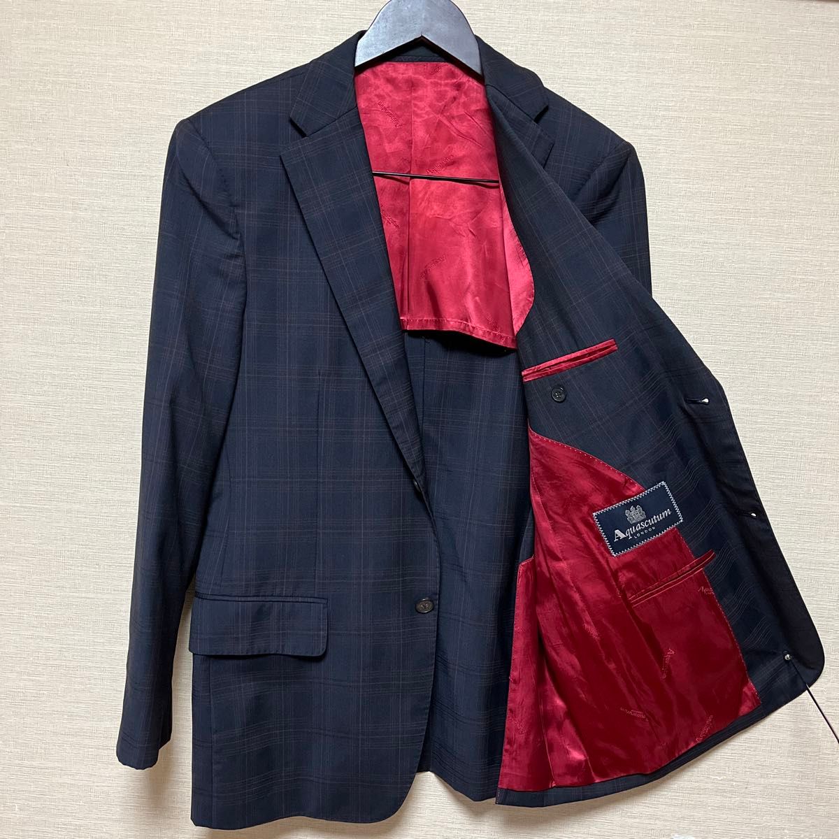 Aquascutum アクアスキュータム テーラードジャケット 紺 Aquascutum アクアスキュータム テーラードジャケット 紺