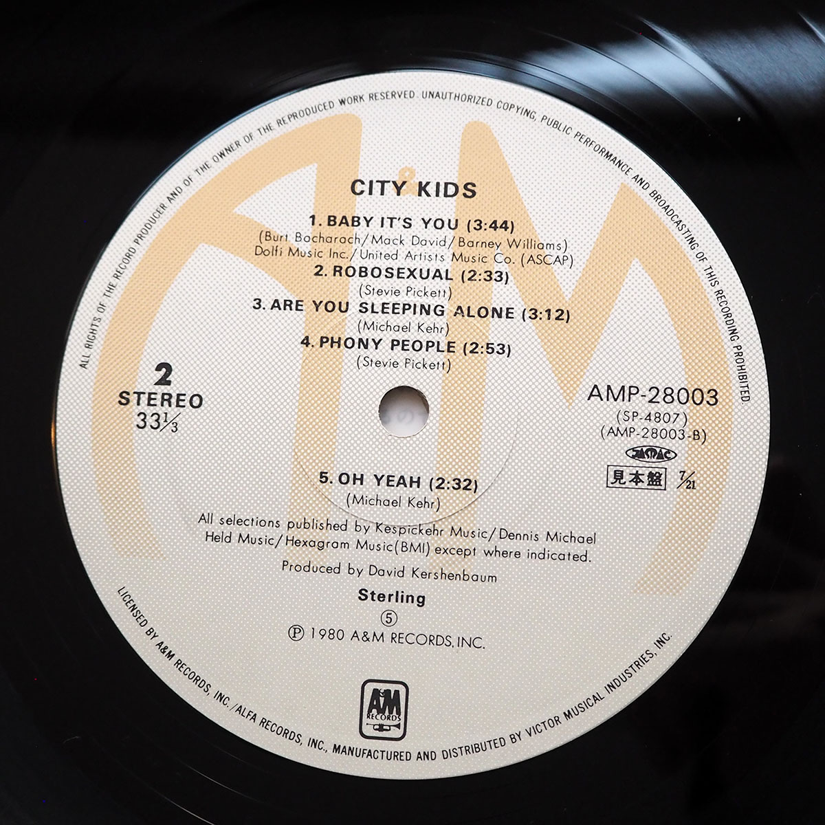 ◆ 見本盤 Sterling スターリング / City Kids ニューヨークシティキッズ 1980年 アメリカンロック 送料無料 ◆_画像8