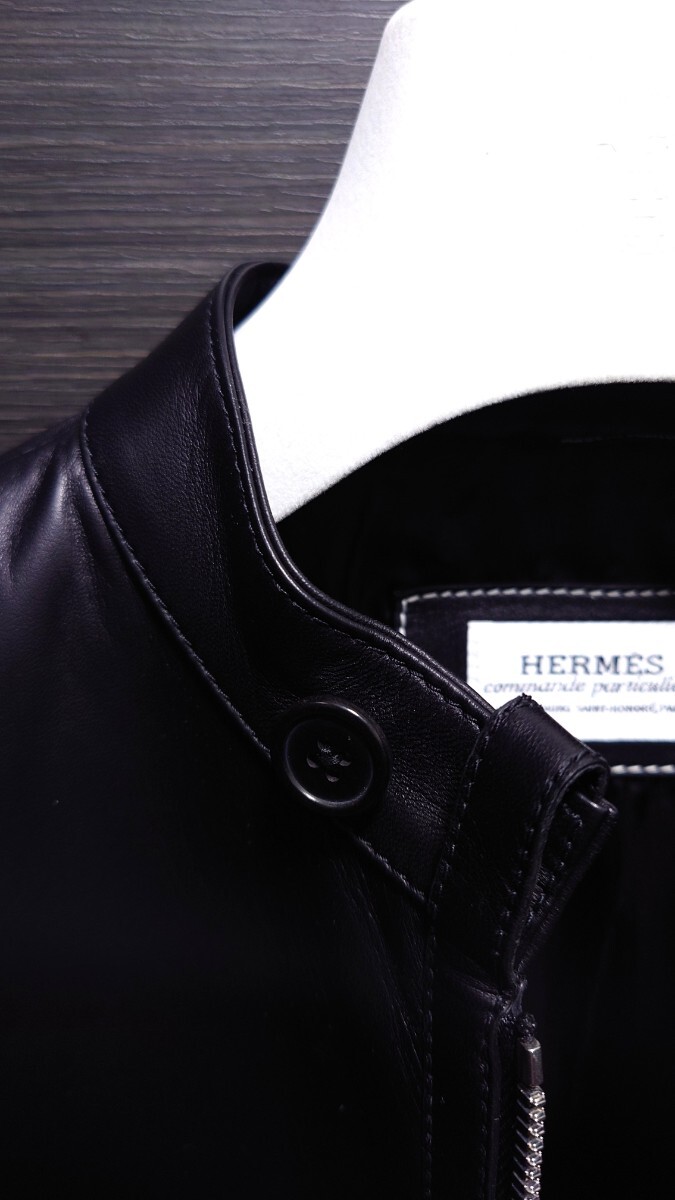 定価230万 2024ss エルメス 顧客オーダー限定 ラムレザー ジャケット 46 ブラック HERMES ライダース 黒 バッグ 44 バーキン 40 35 ケリー_画像4