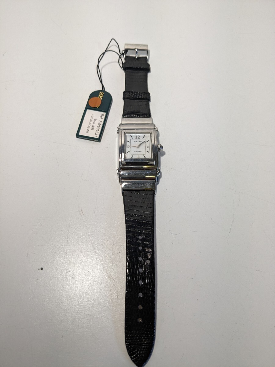 【F189】【未使用】 SEIKO セイコー KINETIC キネティック 1M20-5A80 文字盤シェル 駆動式 レディース 腕時計 スクエアの画像2