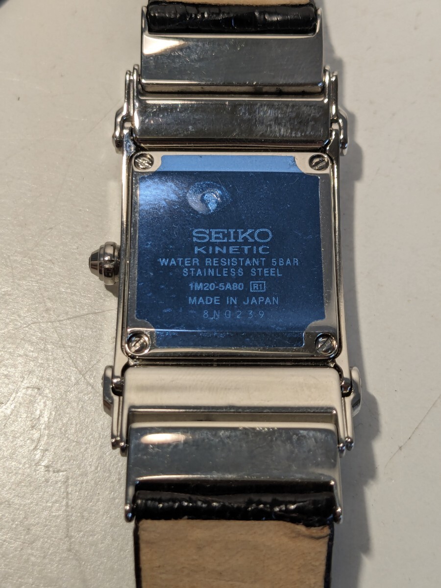 【F189】【未使用】 SEIKO セイコー KINETIC キネティック 1M20-5A80 文字盤シェル 駆動式 レディース 腕時計 スクエアの画像6