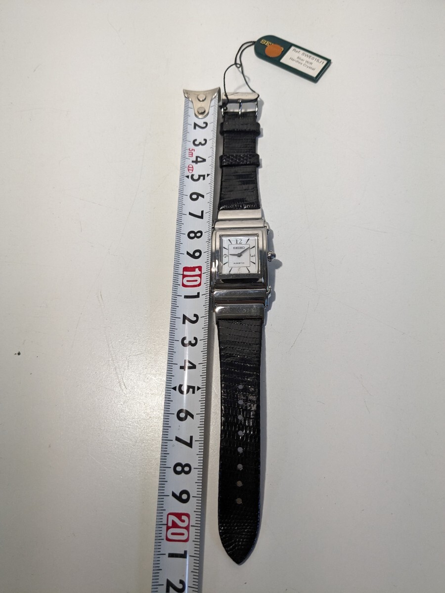【F189】【未使用】 SEIKO セイコー KINETIC キネティック 1M20-5A80 文字盤シェル 駆動式 レディース 腕時計 スクエアの画像9