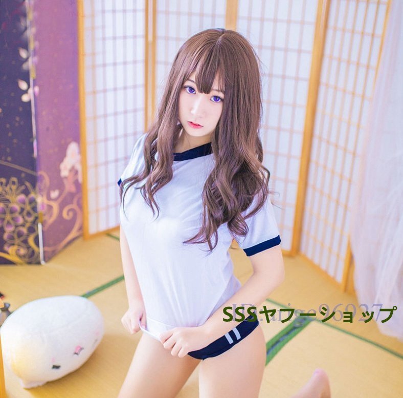 超セクシー コスプレ 可愛い 体操服トップス?パンツ 2点セット 制服 コスチューム コスプレ衣装 ネイビー×ホワイト_画像6