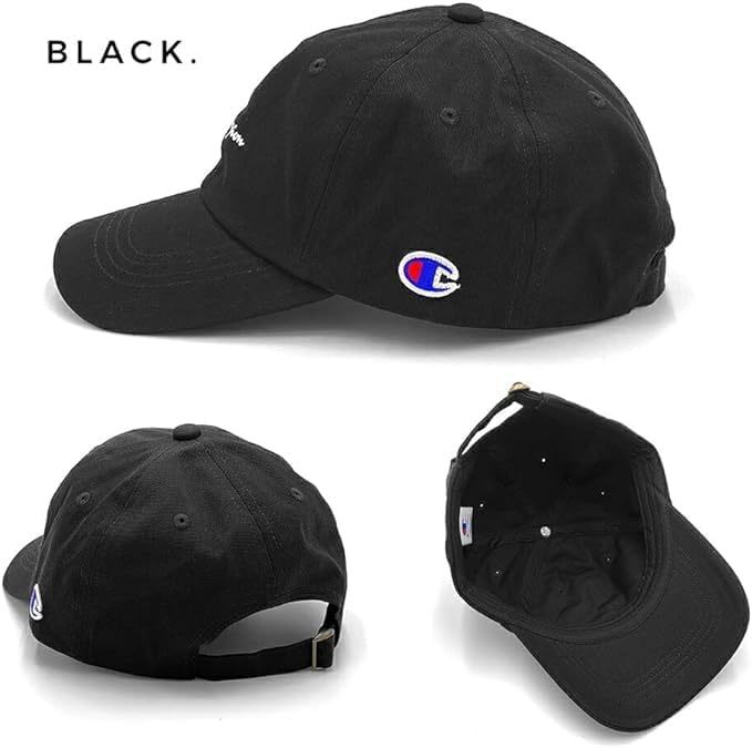 Champion 男女兼用 58-60cm キャップ 帽子 深い 大きい 黒 レディース メンズ BLACK チャンピオン_画像2