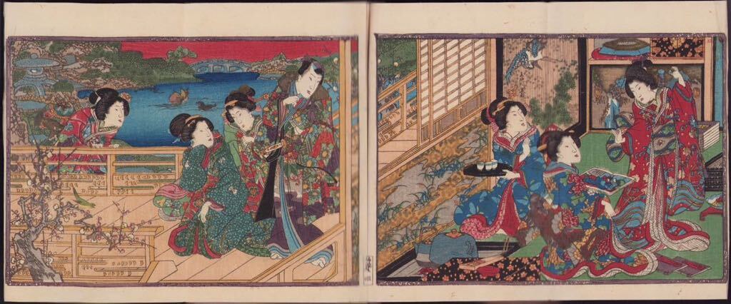 hana_desu15 真作 春画本「艶色二葉源氏」淫水亭 本物 浮世絵 木 hana_desu15 真作 春画本「艶色二葉源氏」淫水亭 本物 浮世絵 木