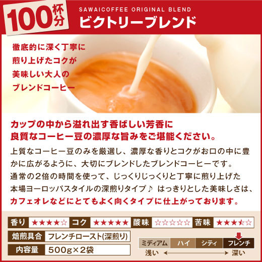 【新品・お試し1袋】澤井珈琲 ビクトリーブレンド 約50杯分 豆のまま レギュラーコーヒー 珈琲 焙煎 珈琲 コーヒー 豆 コーヒー豆 珈琲豆