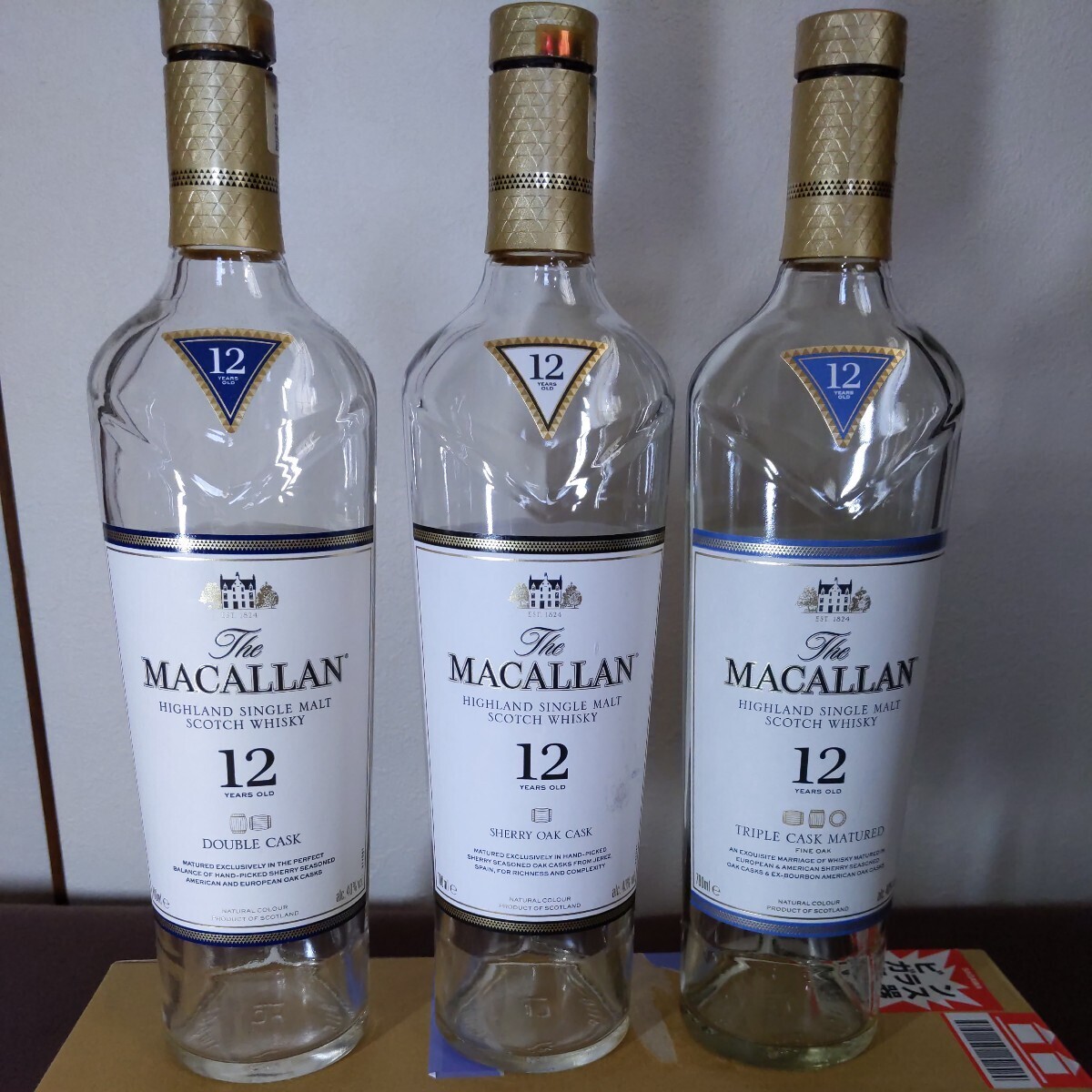 《空き瓶》 TheMACALLAN３本まとめ売り 三兄弟シェリーオークトリプルカスクダブルカスク各１本合計３本 チョットだけ贅沢気分ですの画像1