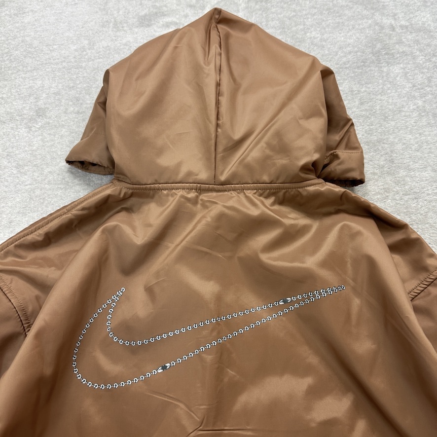 新品未使用 NIKE Lサイズ ナイキ セットアップ ナイロン ウィンドブレーカー ゆるめ フリース 撥水 完売品 ブラウン 茶色 完売品 正規品の画像2