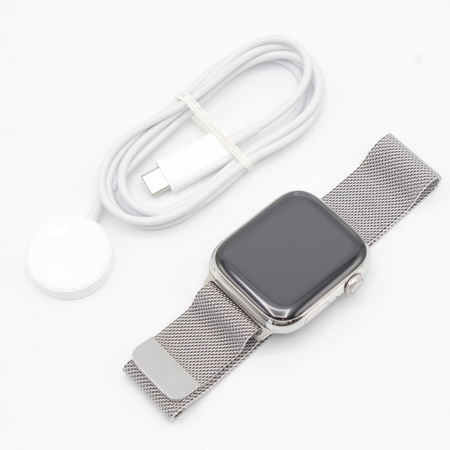 Apple Watch Series 8 GPS+Cellular 45mm MNKJ3J/A シルバーステンレススチールケース/シルバーミラネーゼループ アップルウォッチ 本体