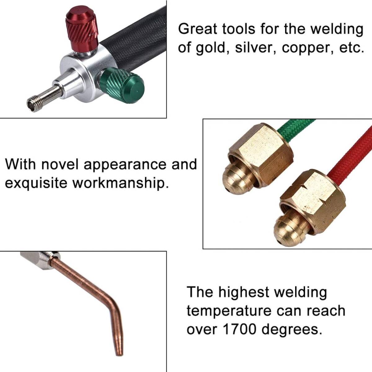 酸素 ガスバーナー ジュエリー溶接トーチ 5PCSヒント付き 彫金工具 ジュエリー処理装置 はんだ付け 工具 おもちゃ コンポーネの画像5