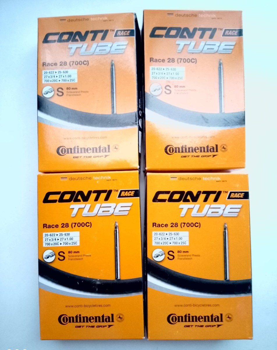 sale品 continental チューブ 80mm 4本set 純正箱付 700x20-25c 仏式 コンチネンタル_画像1