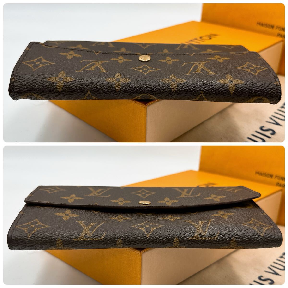 A 2614【美品】LOUIS VUITTON ルイヴィトン モノグラム ポルトモネ クレディ 二つ折り財布 長財布 ウォレット M61725/TH1000_画像6