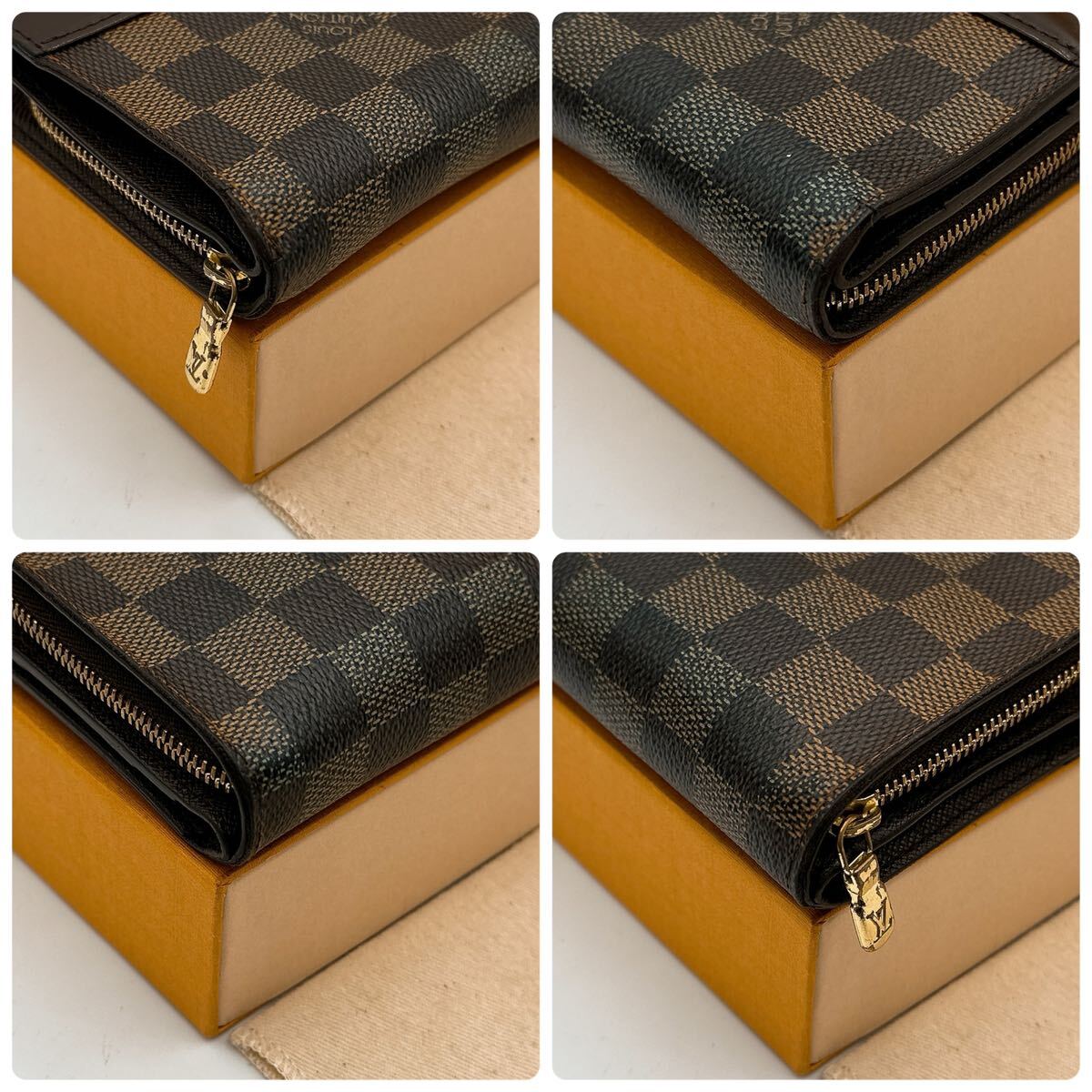 2922【美品】LOUIS VUITTON ルイヴィトン ダミエ コンパクトジップ ラウンドファスナー 二つ折り財布 ウォレット N61668/CA1016_画像10