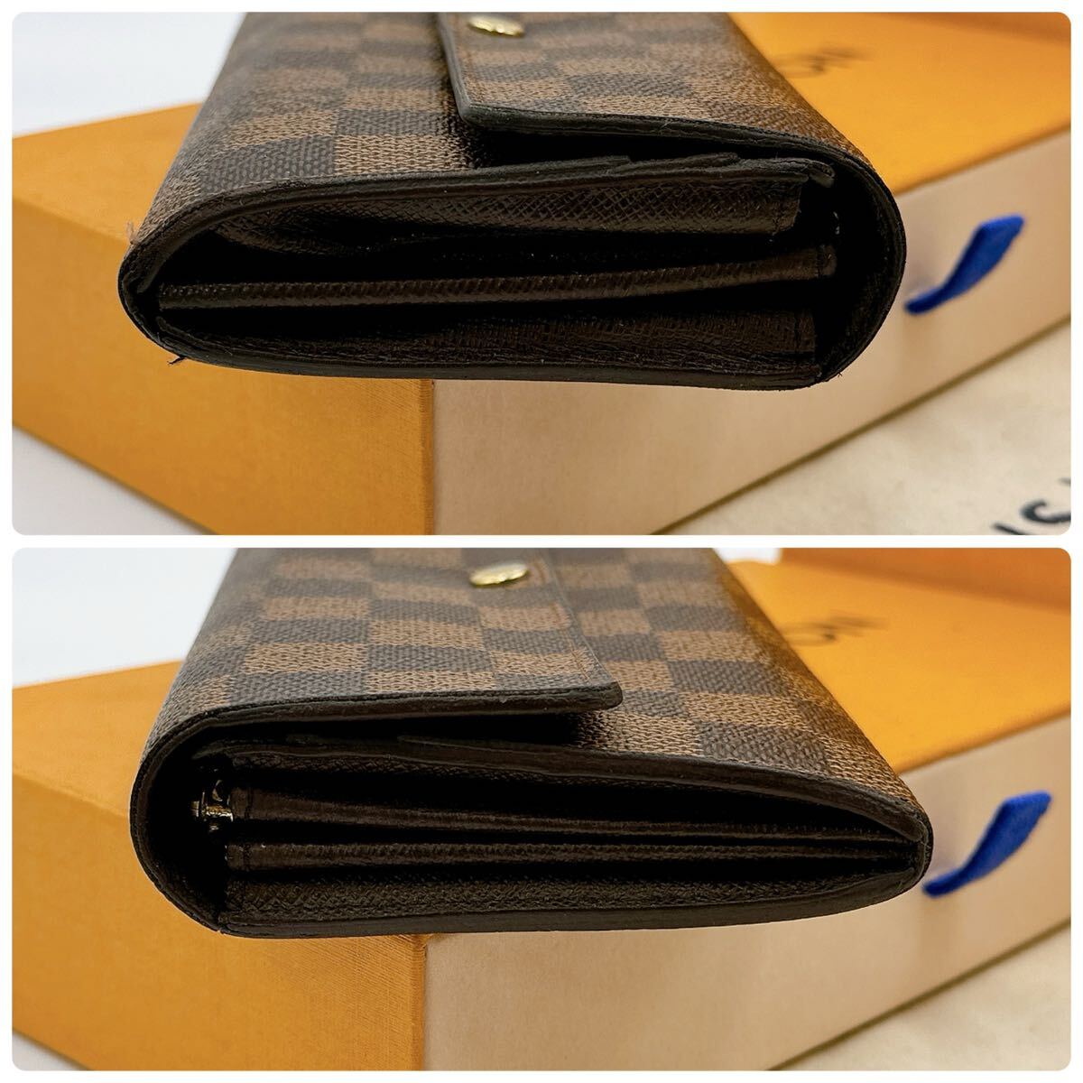 2673【美品】LOUIS VUITTON ルイヴィトン ダミエ ポルトフォイユ サラ 二つ折り財布 長財布 ウォレット N61734/CA2121_画像7