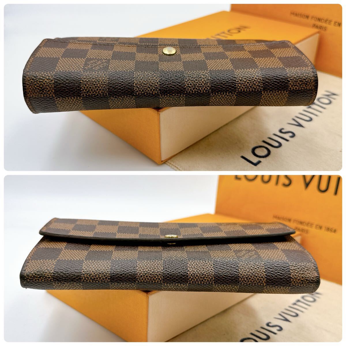 2673【美品】LOUIS VUITTON ルイヴィトン ダミエ ポルトフォイユ サラ 二つ折り財布 長財布 ウォレット N61734/CA2121_画像6